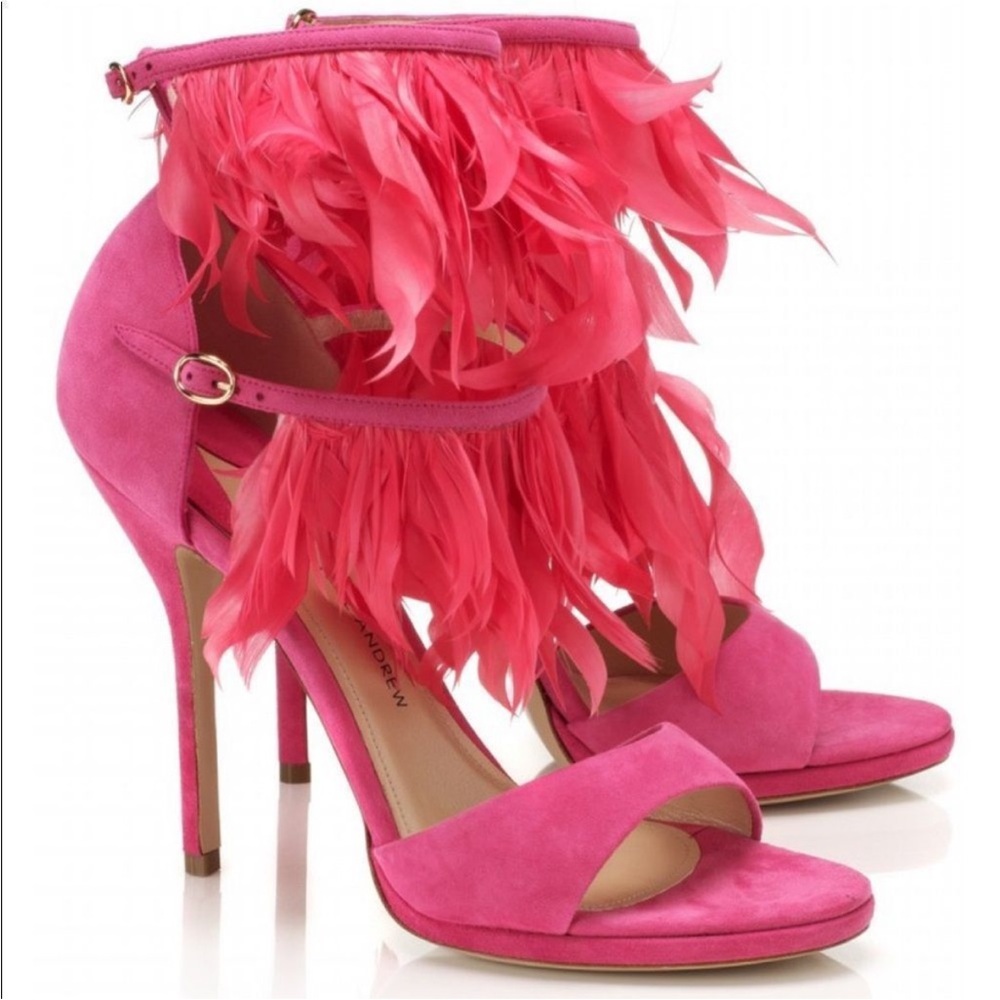 PAUL ANDREWS Women's Pink feather pump
Buckle Ankle Strap Stiletto Heels